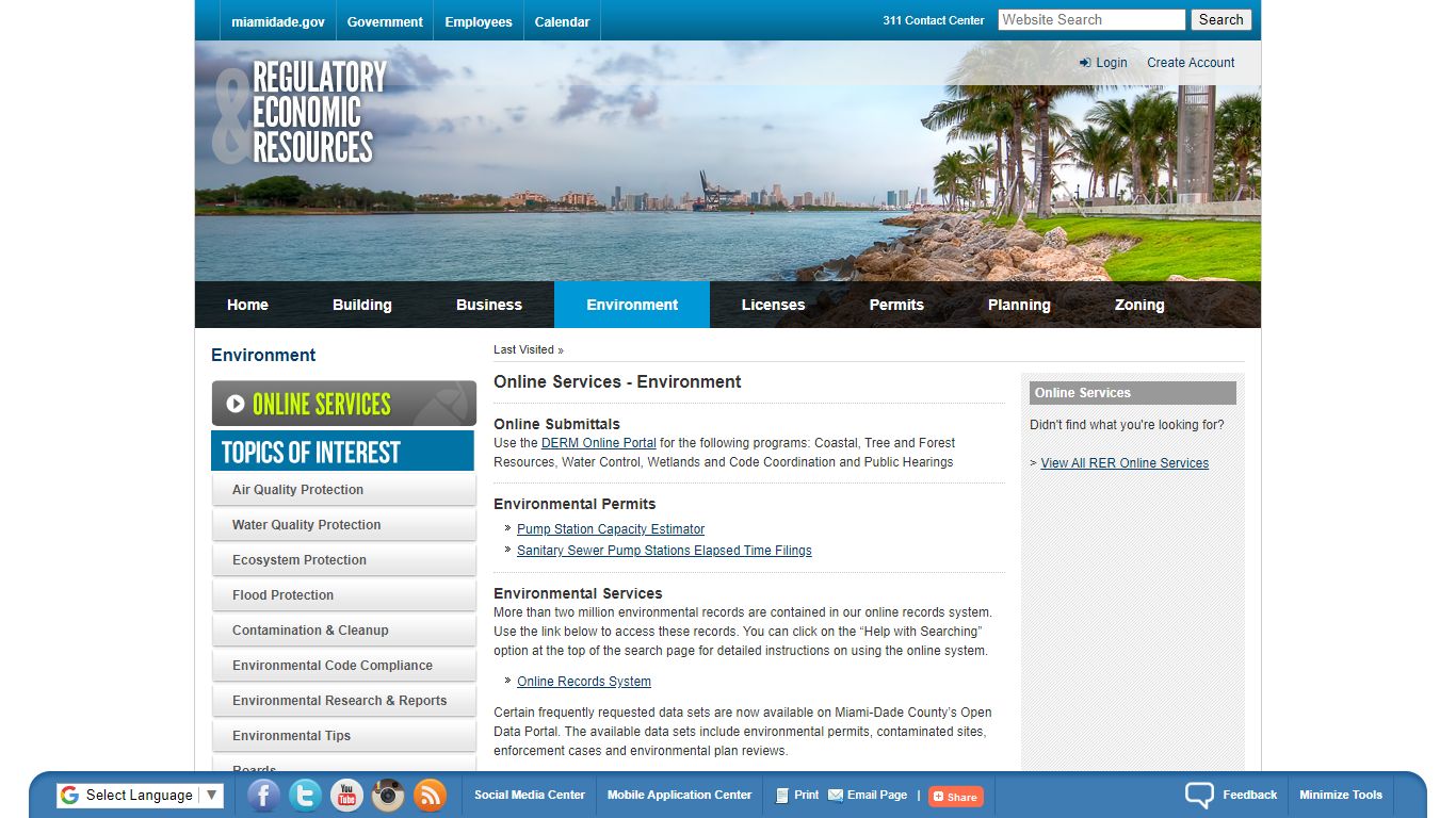 Online Services - Environment - Miami-Dade County